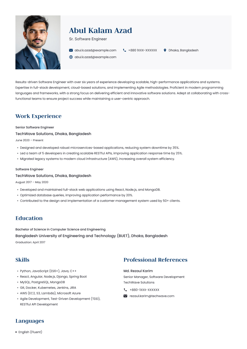 Virtue resume template