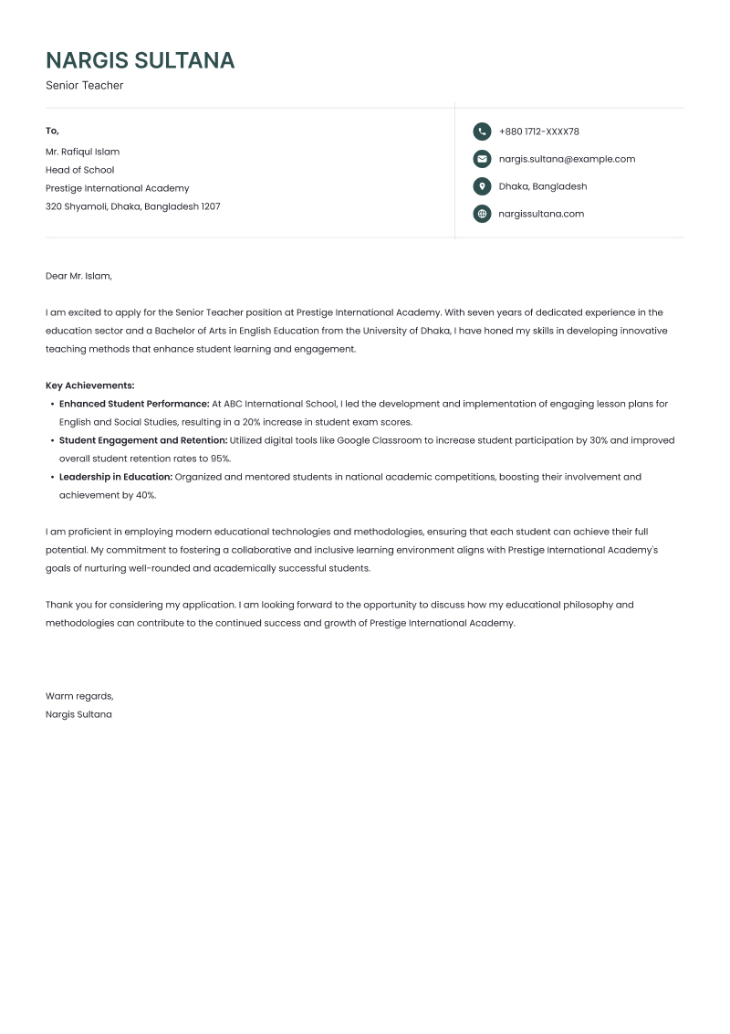 Resolve cover-letter template
