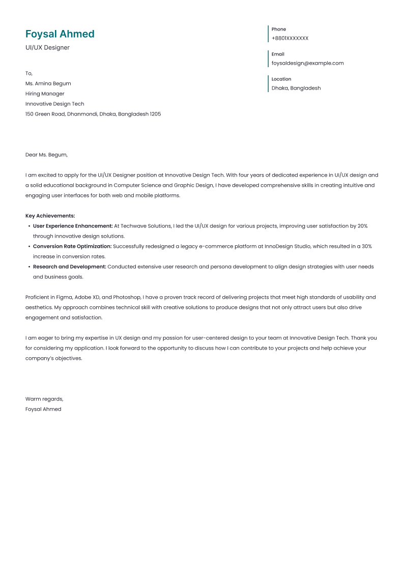 Nexus cover-letter template