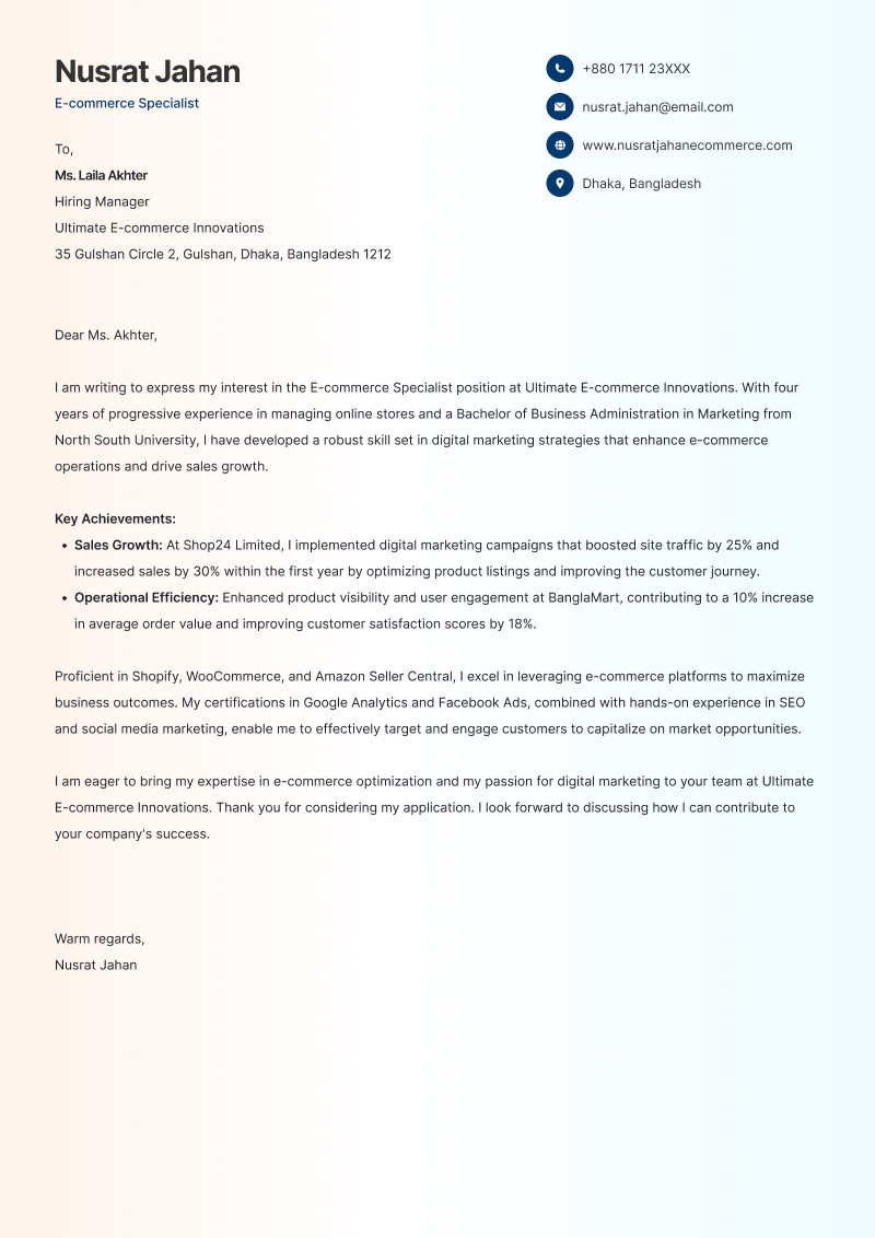 Pioneer cover-letter template