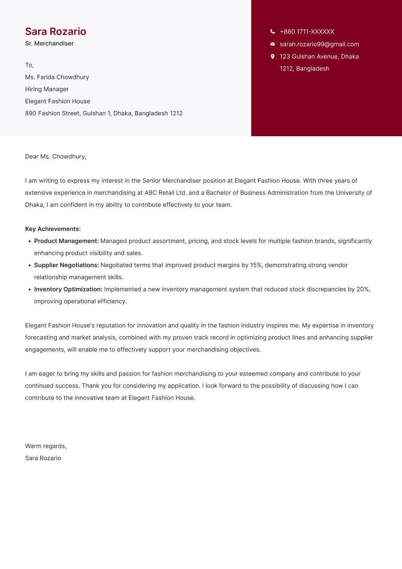 Diligent cover-letter template