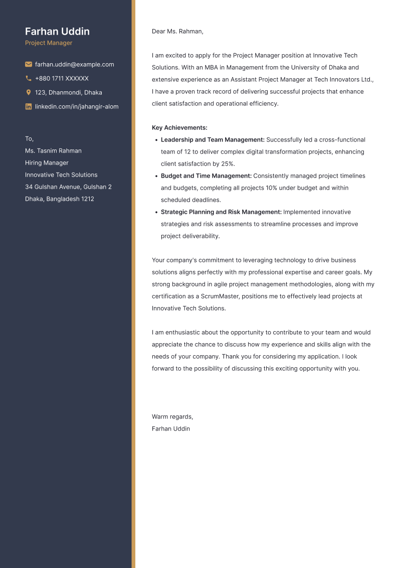 Achiever cover-letter template