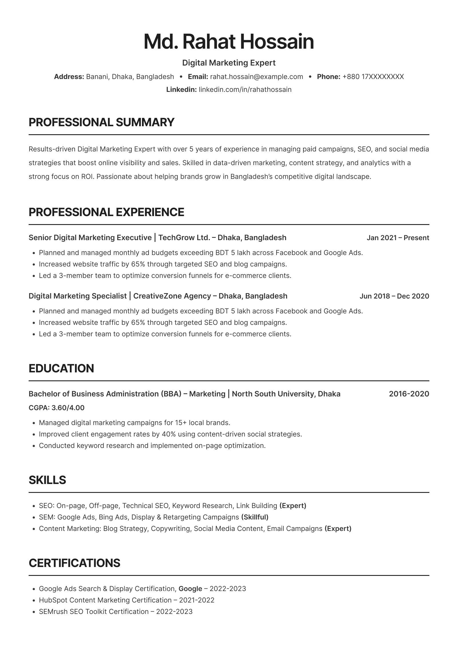 ATS Friendly resume template