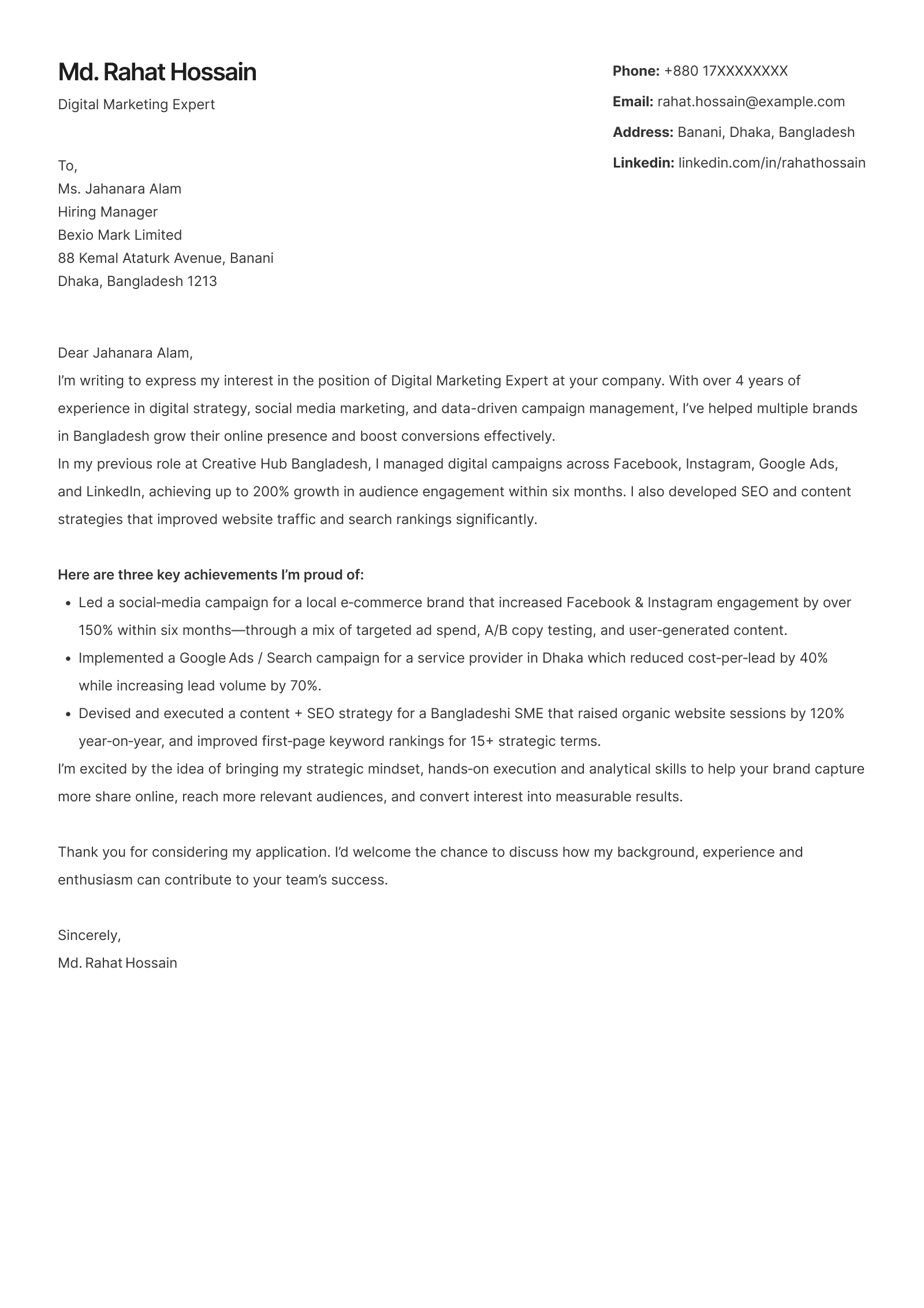 ATS Friendly cover-letter template