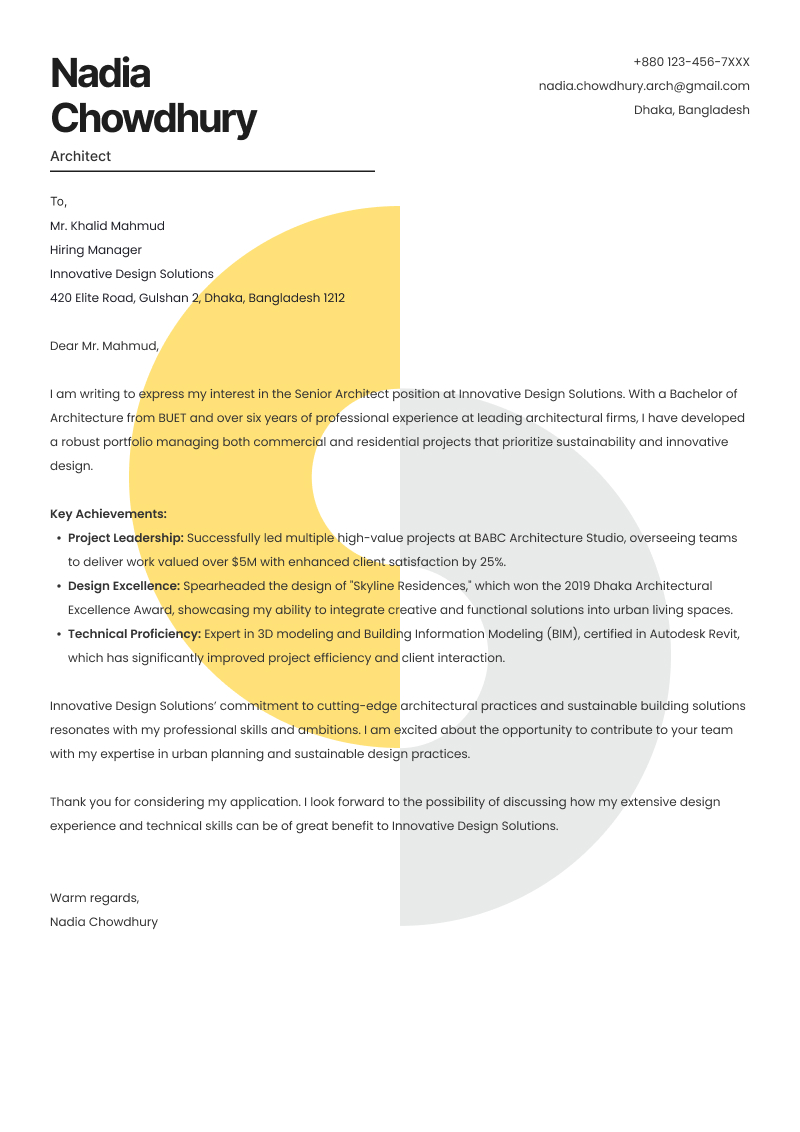Cover Letter Templates 7