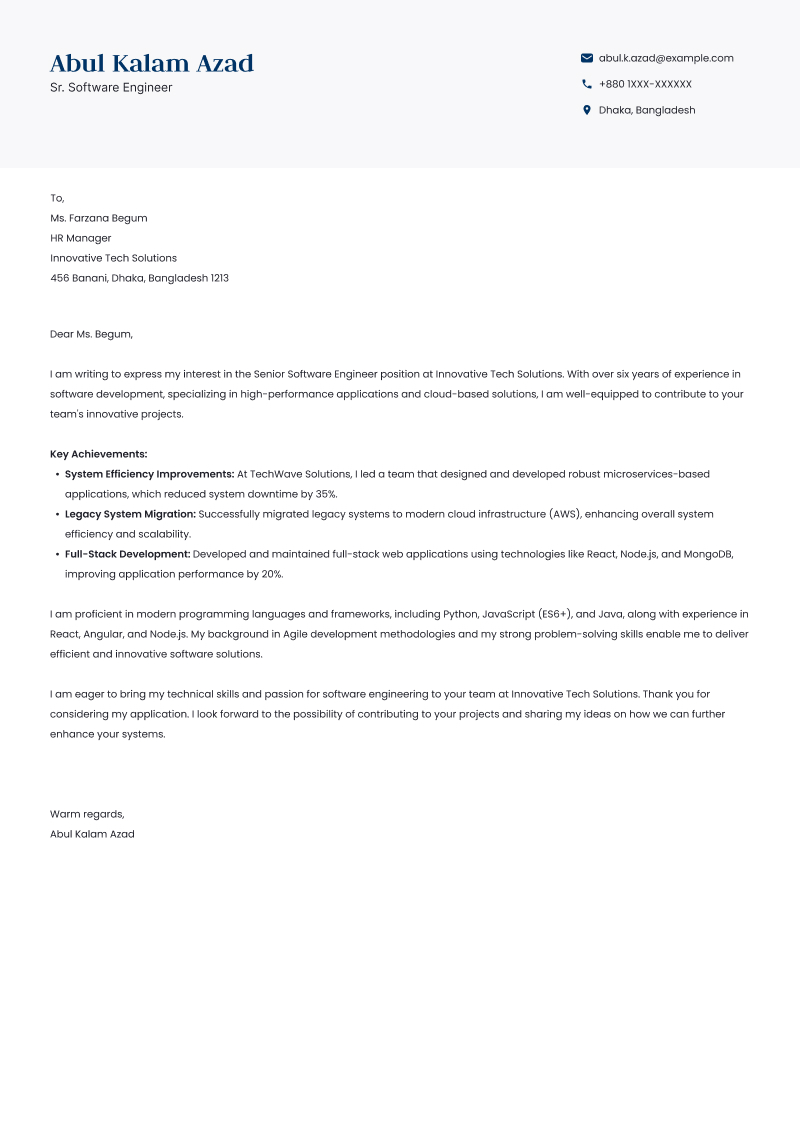 Cover Letter Templates 15